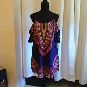 NWT open shoulder boho midi dress